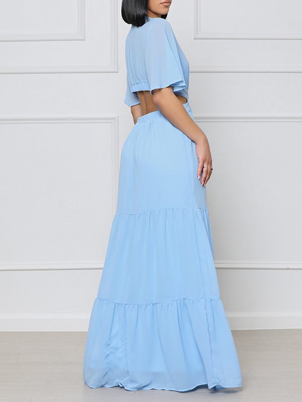 Goosudu V-Neck Cutout Maxi Dress