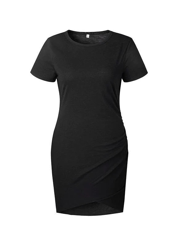 Goosudu Solid Asymmetric Tee Dress
