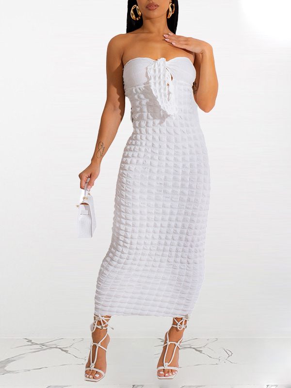 Goosudu Tied-Front Textured Dress