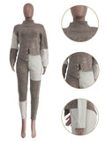 Goosudu Two-Tone Knit Top & Pants Set