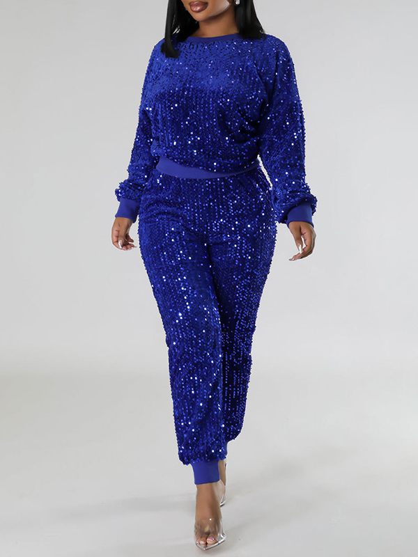 Goosudu Sequin Sweatshirt & Jogger Pants Set