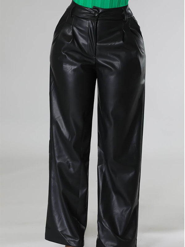 Goosudu Wide-Leg Faux-Leather Pants