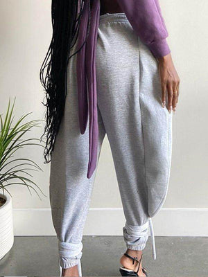 Goosudu Solid Tied-Cuff Pants