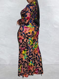 Goosudu Printed Plunge Maxi Dress