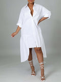 Goosudu Solid Asymmetric Shirt Dress