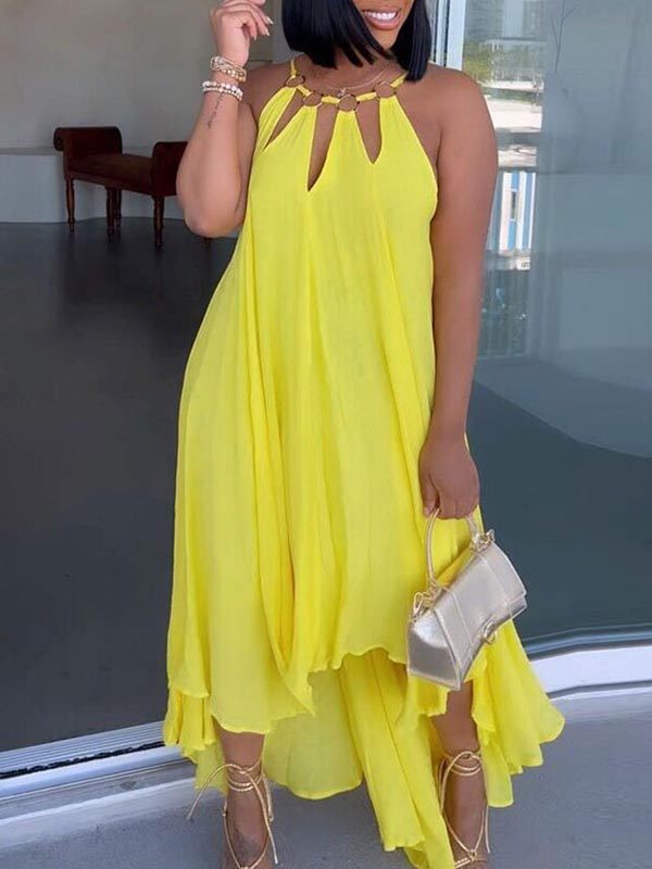 Goosudu Asymmetric-Hem Sleeveless Dress