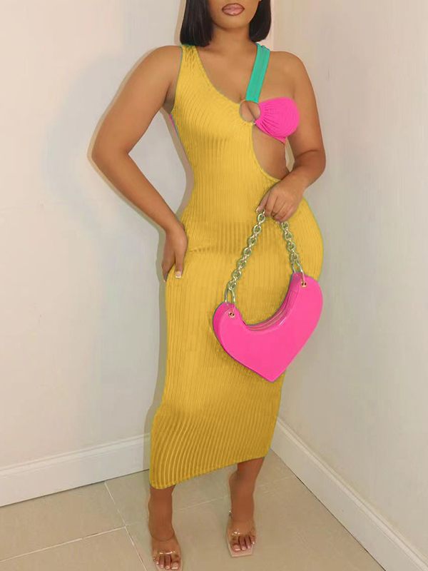 Goosudu Three-Tone Ribbed Dress