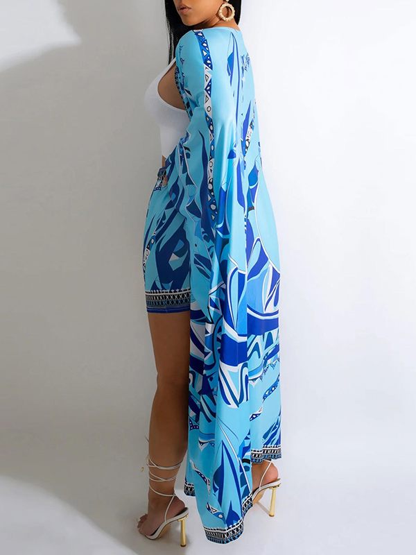 Goosudu Printed Kimono & Shorts Set