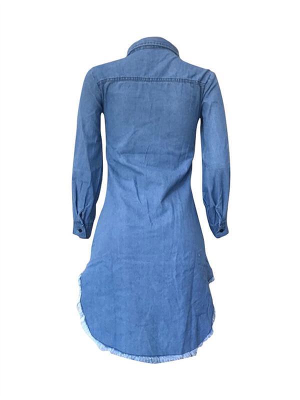 Goosudu Distressed Denim Shirt Dress