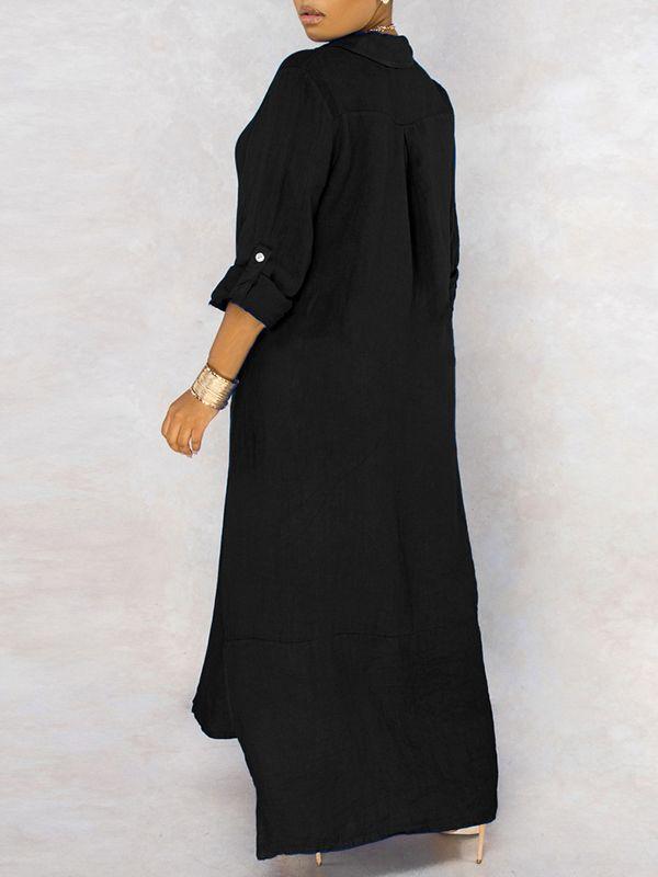 Goosudu Solid Button-Down Shirt Dress