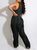 Goosudu Solid Tank Top & Fringe Pants Set