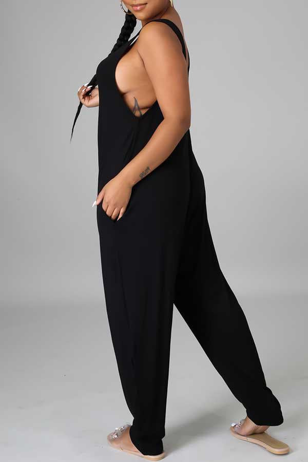 Goosudu Fashion Casual Solid Spaghetti Strap Regular Jumpsuit
