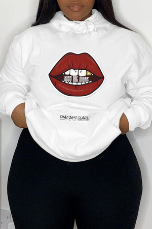 Goosudu Street Daily Lips Printed Letter O Neck T-Shirts