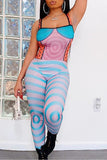 Goosudu Fashion Sexy Print Skinny Suspender Jumpsuit