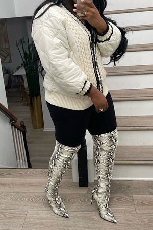 Goosudu Knitted Patchwork Cozy Cotton-padded Coat