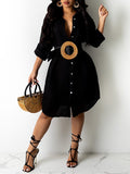 Goosudu Solid Button-Front Shirt Dress