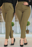 Goosudu Commuter Solid Color Ruched High Waist Pants