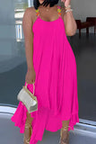 Goosudu Sexy Chain Shoulder Strap Solid Color Irregular Large Skirt Sleeveless Sleeveless Dress