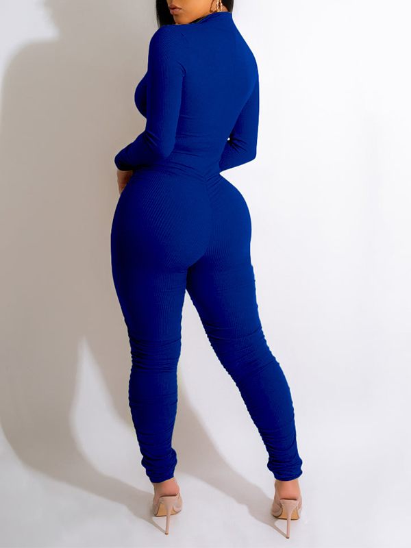 Goosudu Zip-Front Ruched Jumpsuit