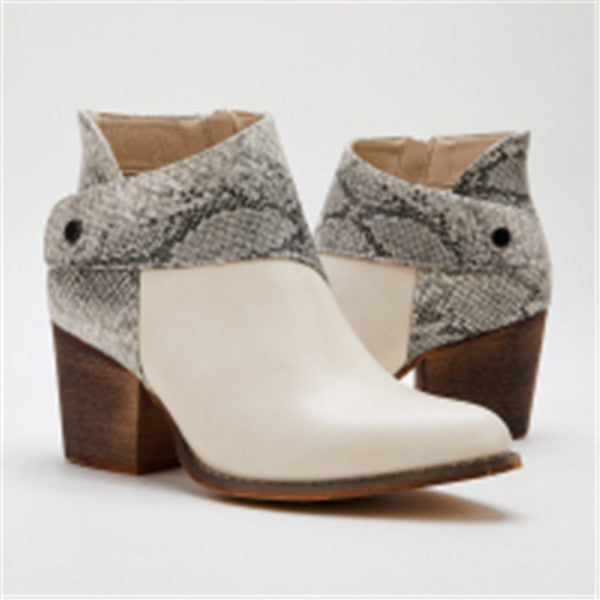 Goosudu Women's Thick Heel Pointed Western Cowboy Boots