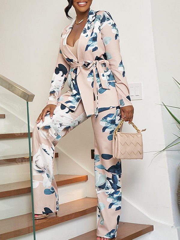 Goosudu Printed Tied Blazer & Pants Set