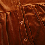 Goosudu Women's Velvet Dress Lapel Short Sleeve Loose Mini Dress