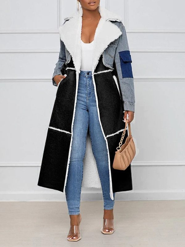 Goosudu Denim Combo Shearling Coat