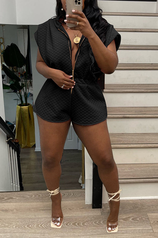 Goosudu Features Pleated Shoulders Cinched Waistband Romper