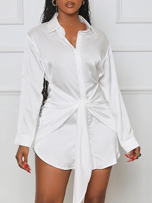Goosudu Tied-Front Shirt Dress