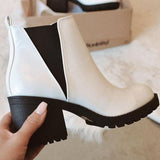 Goosudu Patent Leather Slip-On Ankle Boots