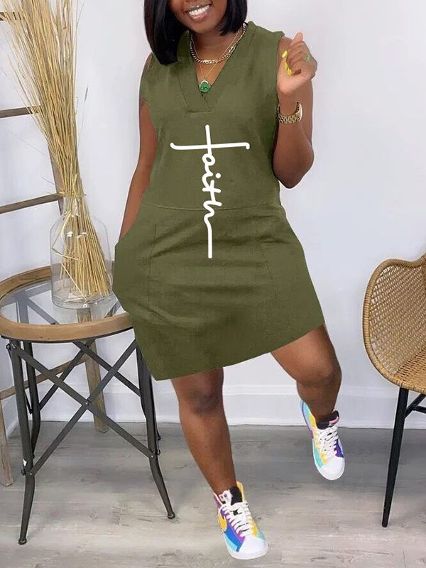 Goosudu Logo V-Neck Sleeveless Dress
