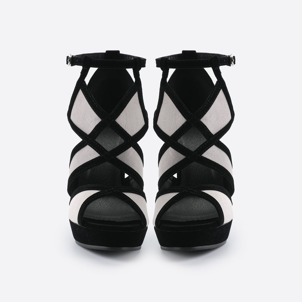 Cross Strap Leaky Toe Heel Sandals