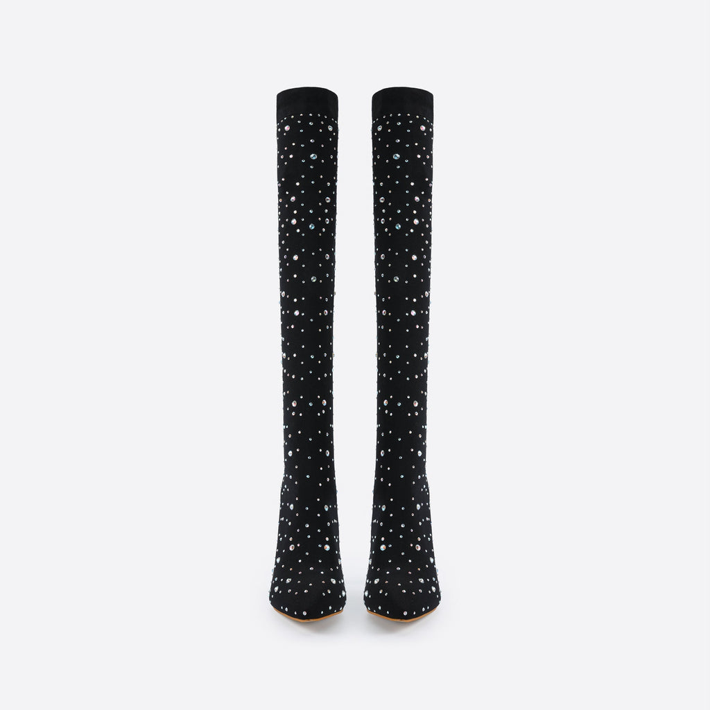 FIT Women Rhinestone Over-The-Knee Sock Boots