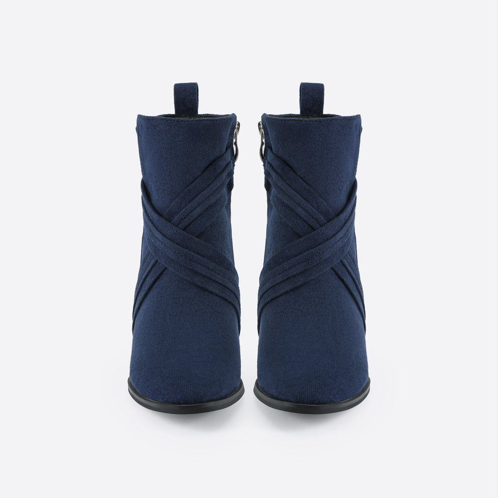 Women Suede Thick Heeled Side Zipper Boots