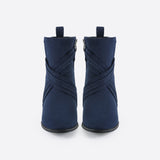 Women Suede Thick Heeled Side Zipper Boots