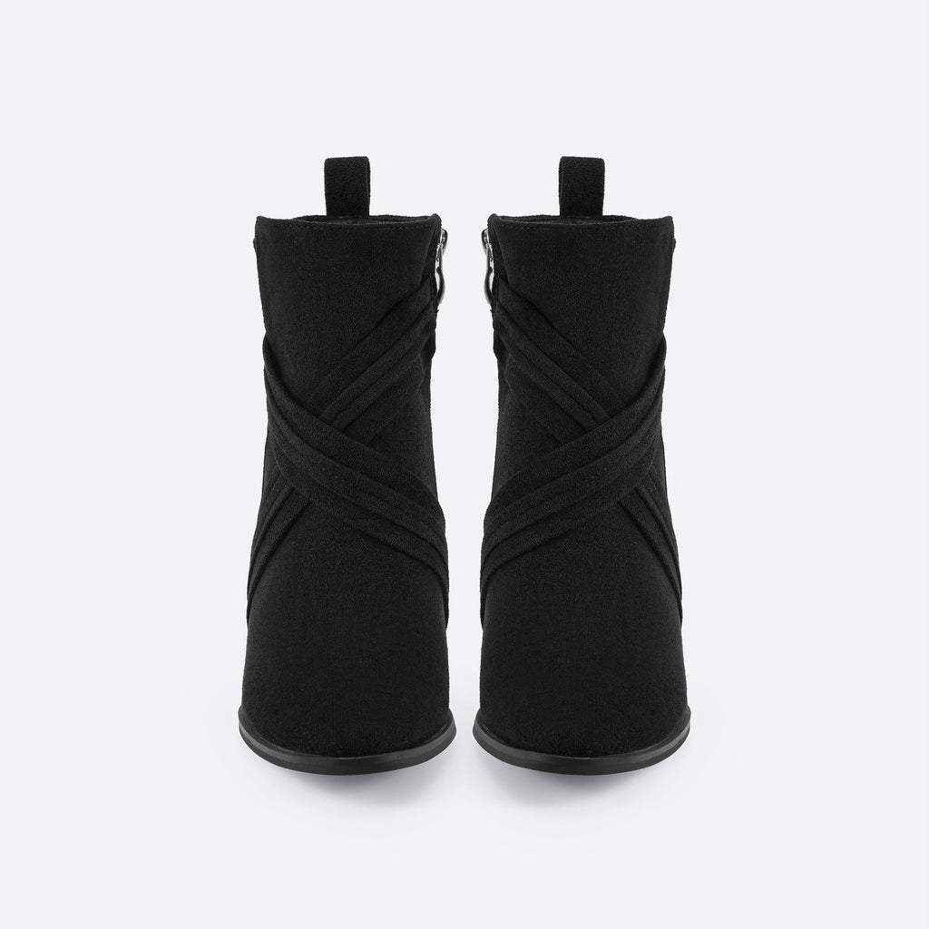 Women Suede Thick Heeled Side Zipper Boots