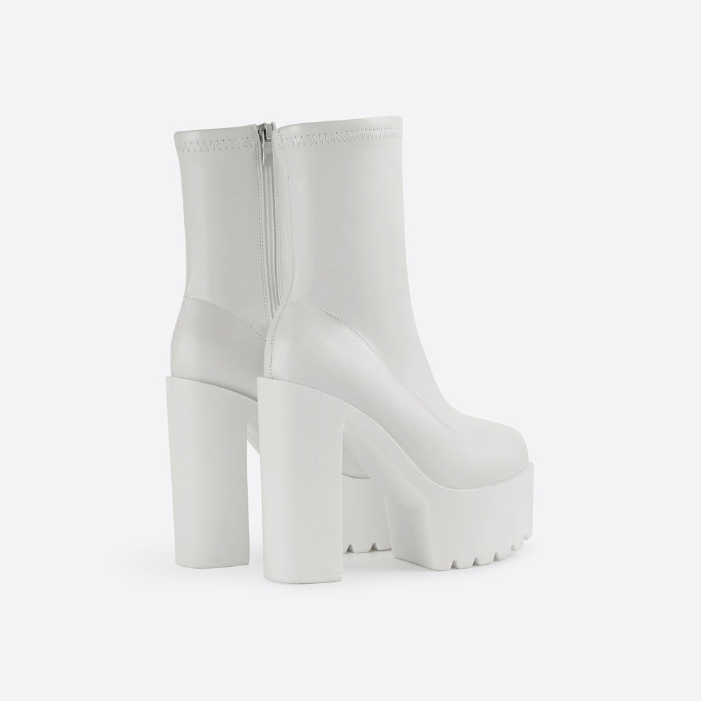 Women Waterproof Platform Side Zipper Thick Heel Boots