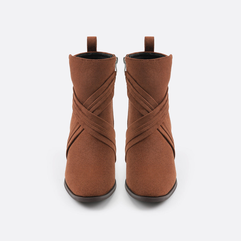 Women Suede Thick Heeled Side Zipper Boots