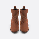 Women Suede Thick Heeled Side Zipper Boots