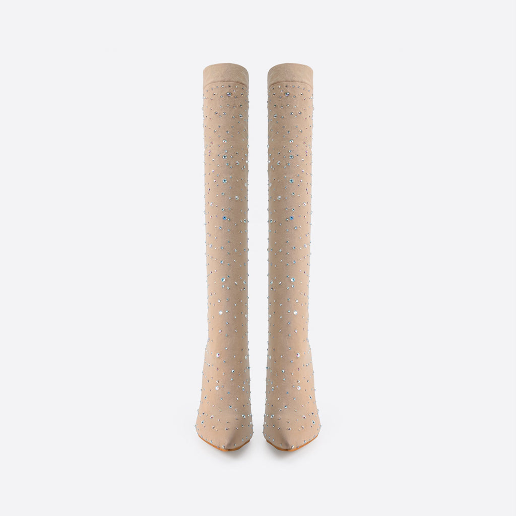 FIT Women Rhinestone Over-The-Knee Sock Boots