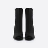 MOUSSE FIT Women Peep Toe Stiletto Heeled Sock Boots