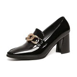 goosudu High heels spring and autumn thick heel heel heel square head small shoes female British buckle OL fashion shoes