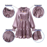 goosudu Women Silk Dress Celmia Satin Mini Robe Summer Elegant Party Wrap Evening Dress Long Lantern Sleeve V Neck Solid Vestidos