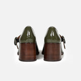 goosudu Woman‘s New Mary Janes Shoes Genuine Leather Shallow Square heel Pumps Buckle Strap Round Toe Lady Footwear