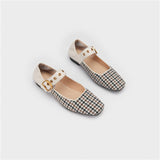 goosudu Mary Jane Shoes New Spring Brand Women Pumps Low-heel Female Ladies Shoes Square Toe Buckle Mixed Color Retro Women Shoes