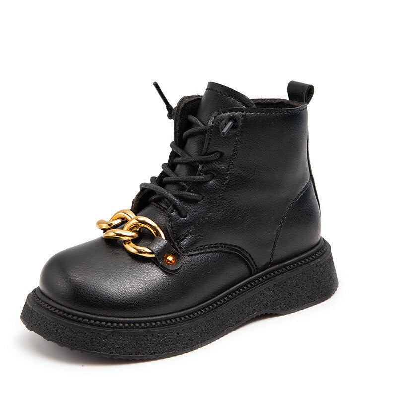 goosudu Children Shoes Girls  Warm Winter Fur Thick Plush Korean Style Ankle Boots Beautiful Princess Short Boots with Chain