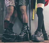 goosudu Luxury Brand Design Female Chunky High Heels Ankle Boots Fashion Zip Lace-up High Platform Boots Women Street Punk Shoes Woman