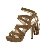 goosudu Women Platform Sandals Fashion 11cm Extra High Heels Peep Toe Flock Pumps Ladies Shoes Big Size 42 Dropshipping