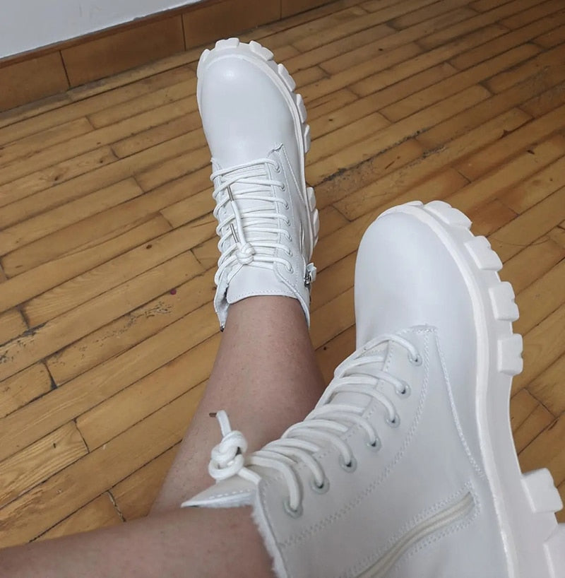 Pofulove Black Boots Winter Shoes Women Ankel Boots Goth Shoes Platform Boots Snow Booties Woman Warm Botas Fall Flat Zapatos