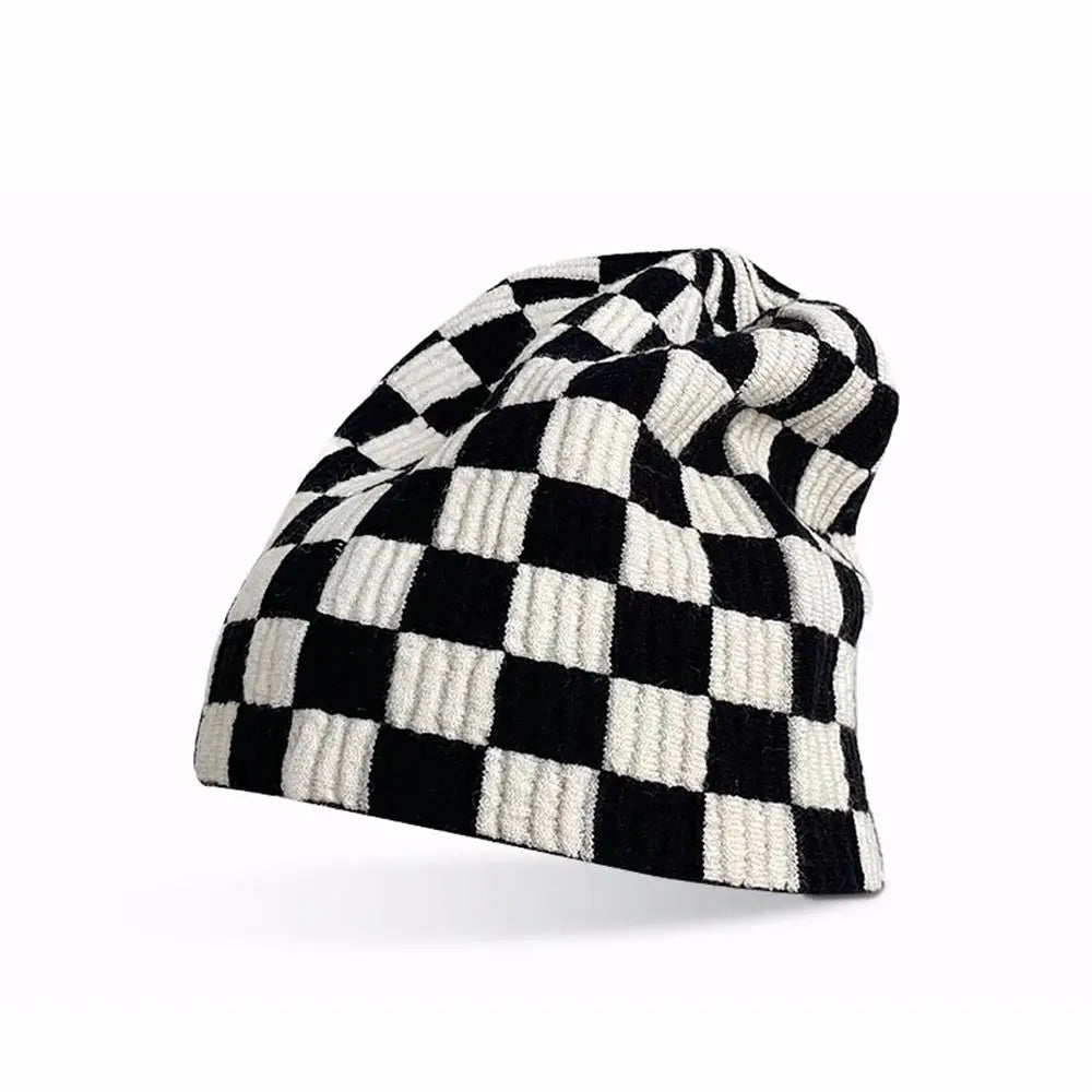 Women Men knitted Hat Hiphop Checkerboard Autumn Winter Korean Fashion Wool Cap Lovers Hat Warm Beanies Lattice Caps For Couple